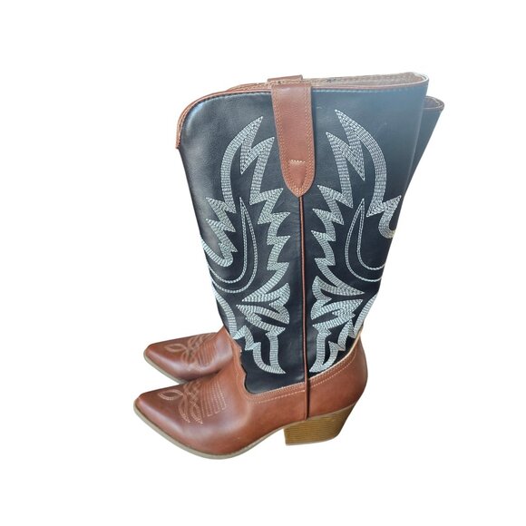 Indigo Rd. Raldey Brown Black Western Cowboy Boots Womens Size 11 Casual Boho - Picture 2 of 13